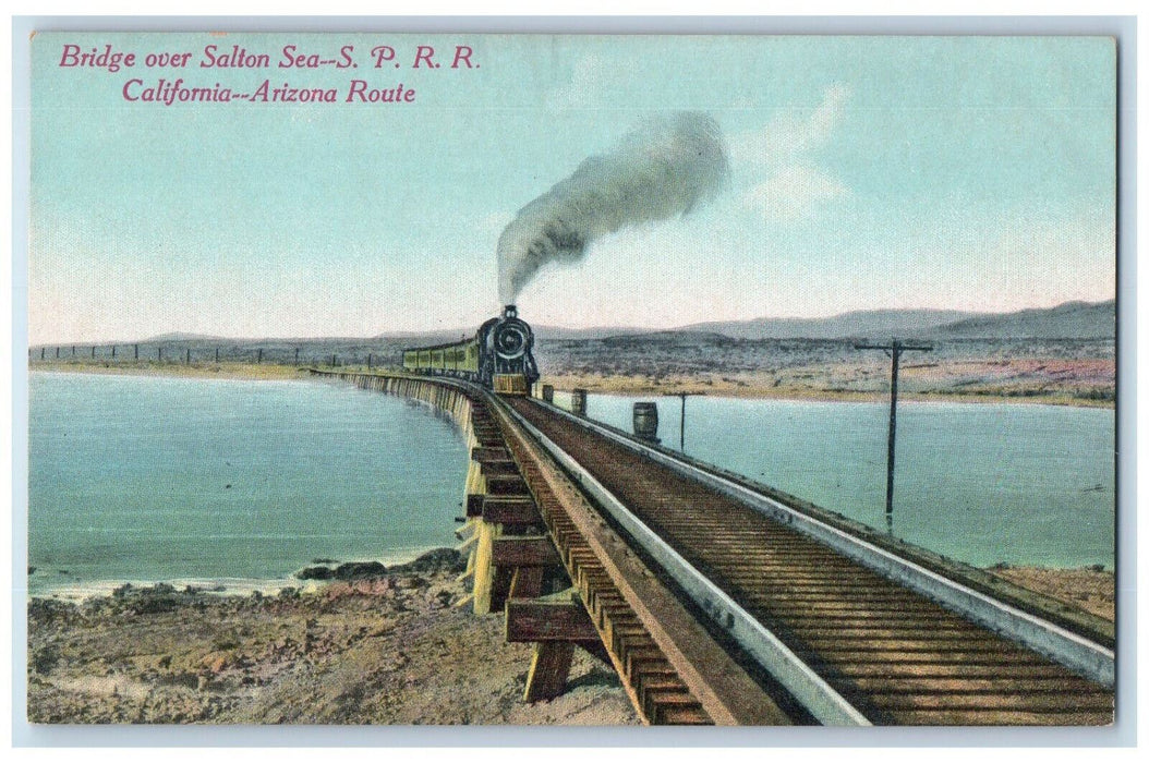 View Of Bridge Over Salton Sea S.P. R.R. California CA Arizona AZ Route Postcard