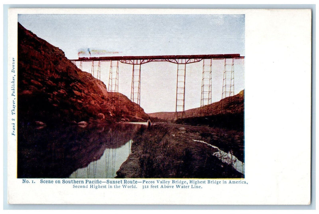 Scene On Southern Pacific Sunset Route Pecos Valley Bridge Texas TX Postcard