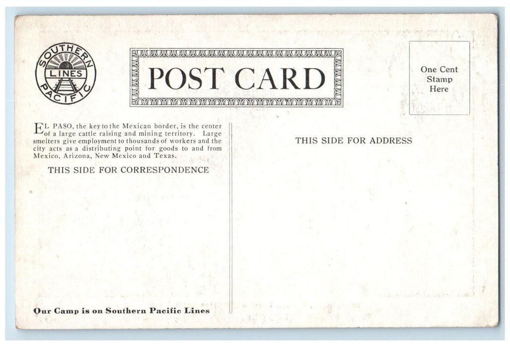 View Of Street Scene Southern Pacific Lines El Paso Texas TX Vintage  Postcard