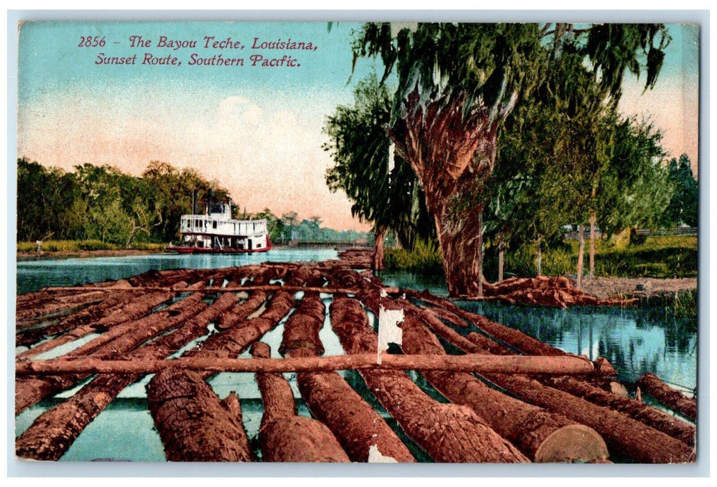 1911 The Bayou Teche Louisiana LA Sunset Route Southern Pacific Antique Postcard