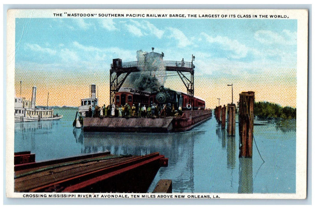 The Mastodon Southern Pacific Railway Barge New Orleans Louisiana LA Postcard