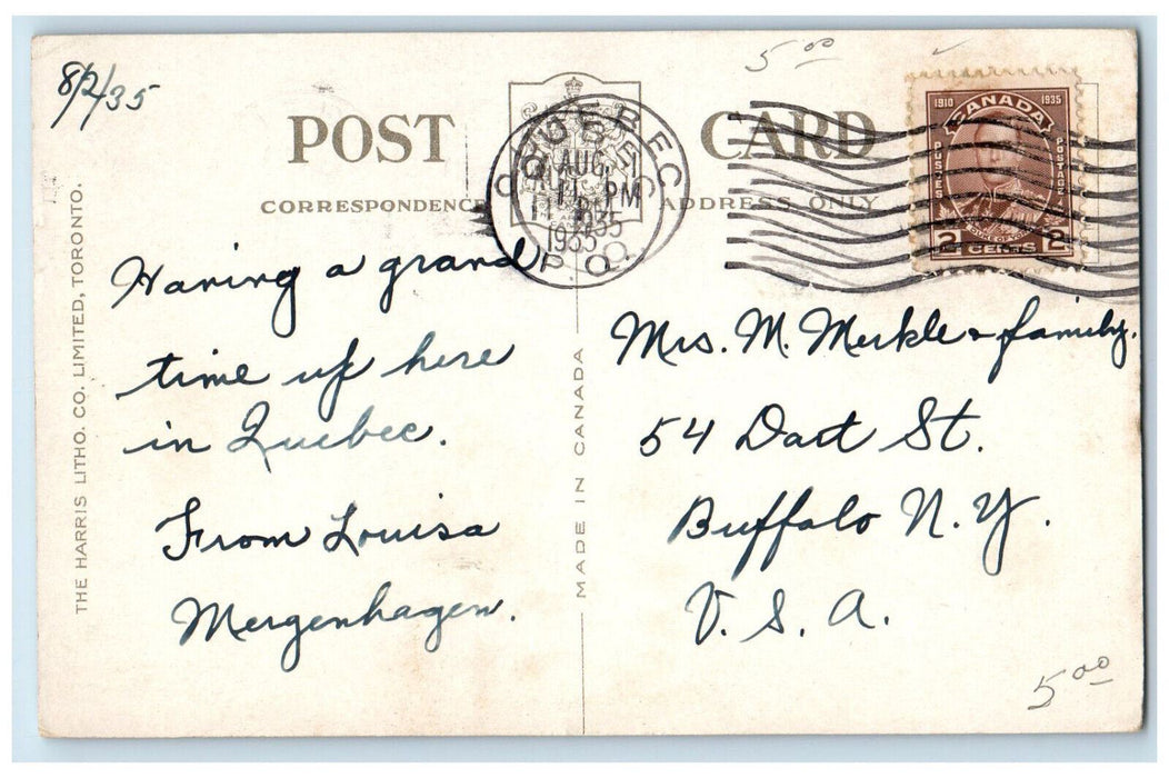 1935 Dog Carriage Old Fashion Transport Quebec Canada Posted Postcard