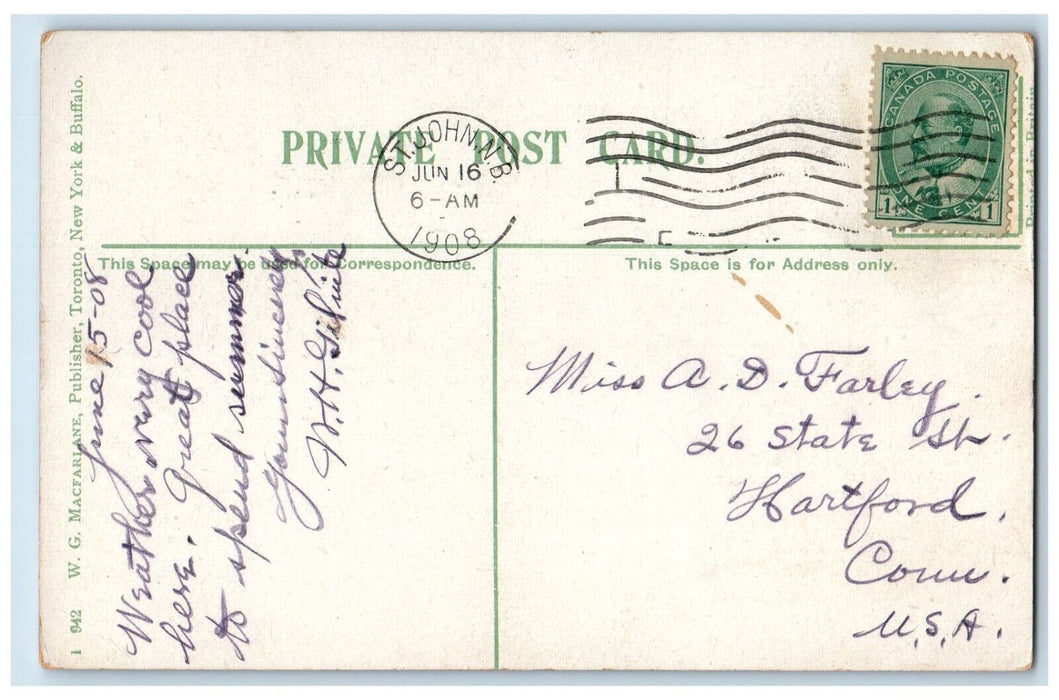 1908 Schooner Boats Market Slip Low Water St. John NB Canada Postcard