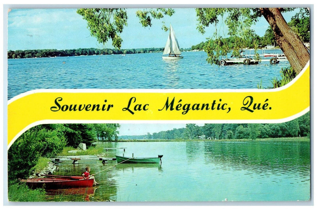 1964 Souvenir Lac Megantic Quebec Canada Boat Multiview Vintage Postcard
