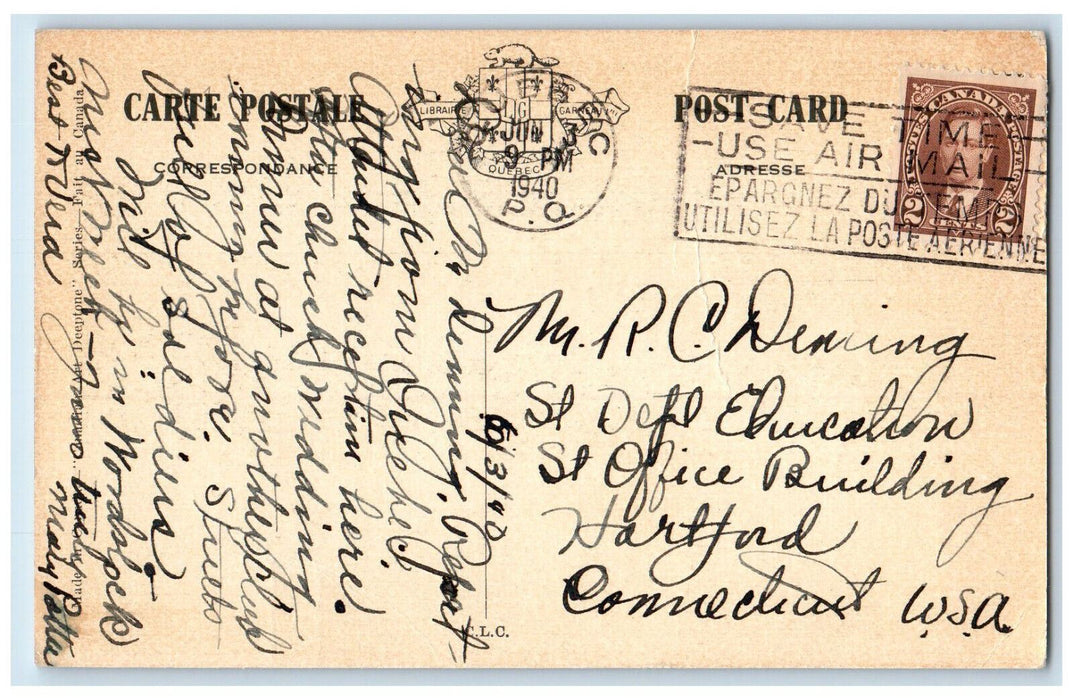 1940 Le Kent House Royal Residence Montmorency Falls Quebec Canada Postcard