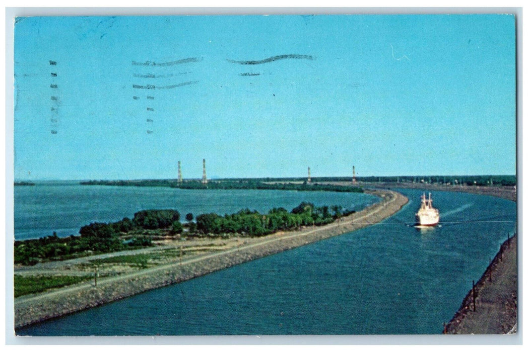 1960 View of Man-Made Canal Steamer The St. Lawrence Seaway Canada Postcard