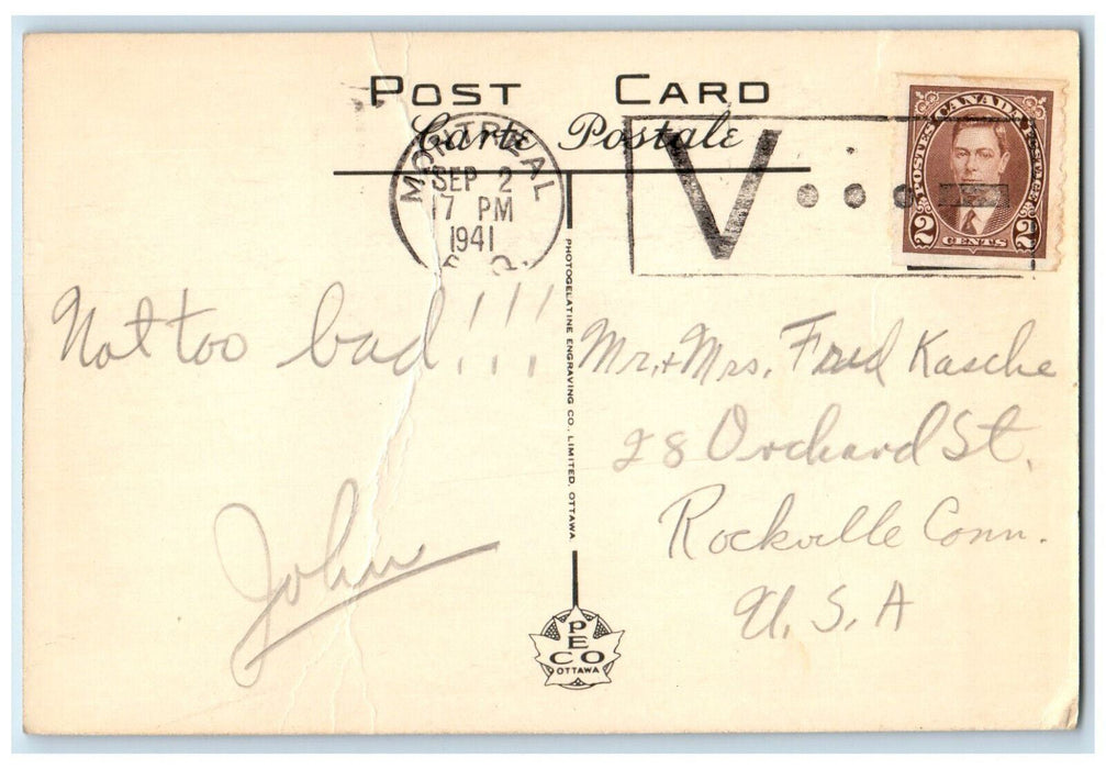 1941 Honore Mercier Bridge Ville La Salle Montreal Quebec Canada Postcard