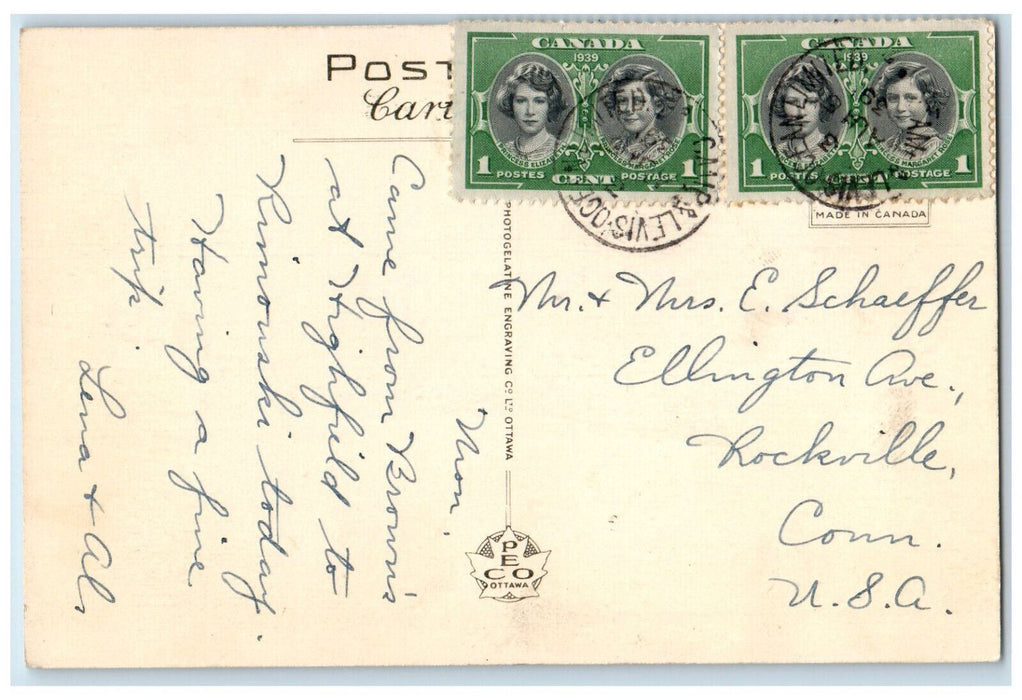 1939 Hospital St. Joseph Rimouski Quebec Canada Vintage Posted Postcard