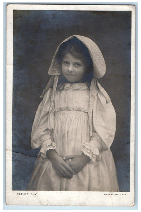 c1910's Girl Rather Shy Studio Portrait West Newton PA RPPC Photo Postcard