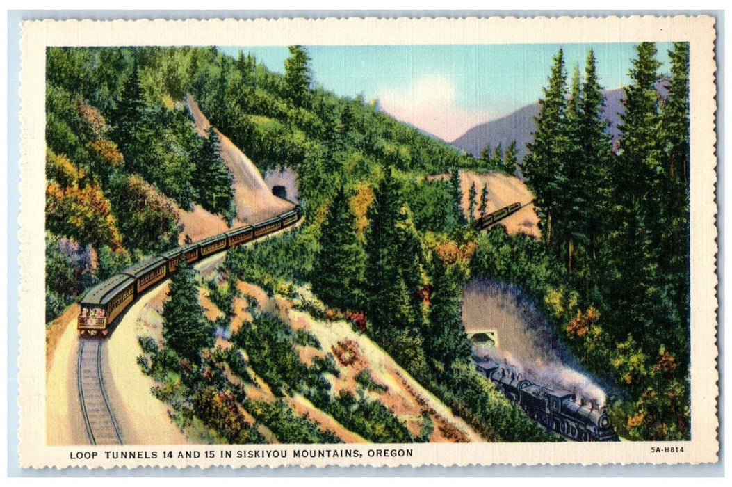 View Of Train Loop Tunnels 14 And 15 In Siskiyou Mountains Oregon OR Postcard