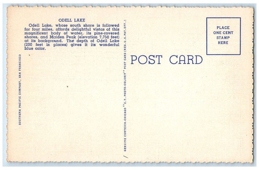 View Of Odell Lake On The Cascade Line Oregon OR, Train Railroad Scene Postcard