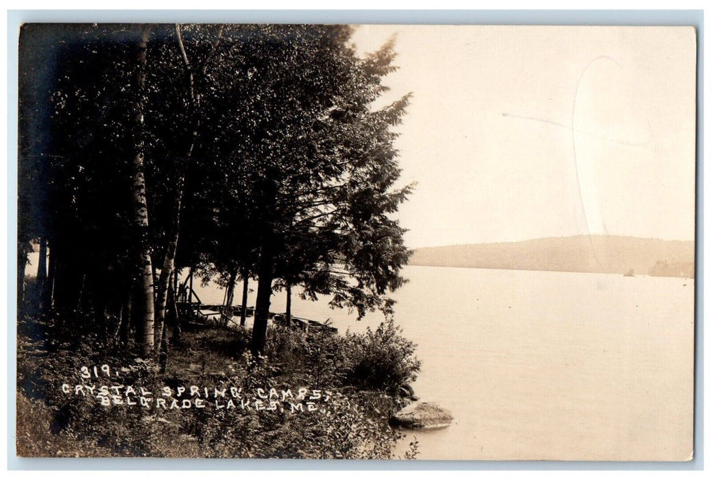 c1910s Crystal Spring Camps Shore Belgrade Lakes Maine ME RPPC Photo Postcard