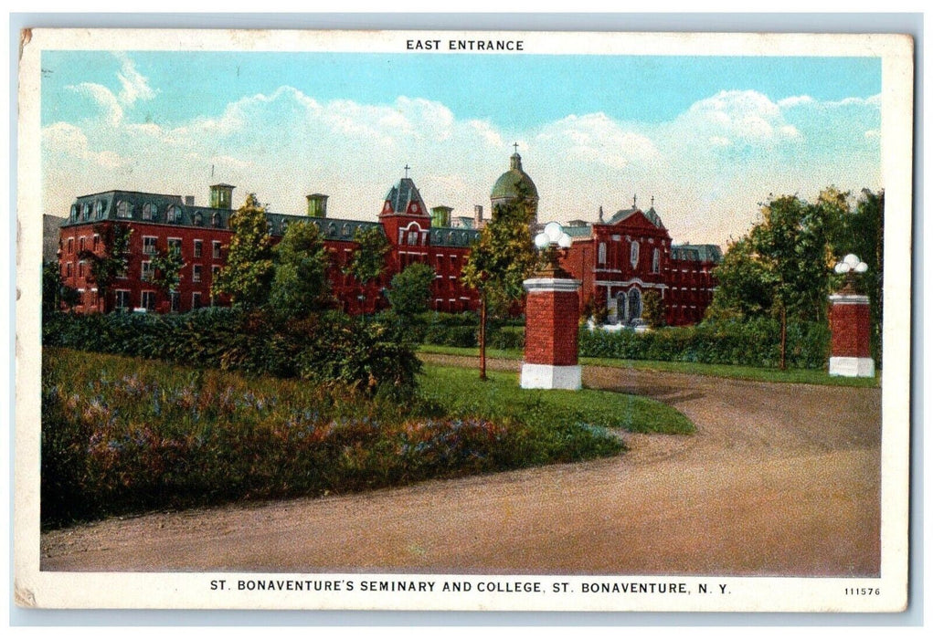 East Entrance St. Bonaventure's Seminary College St. Bonaventure NY Postcard
