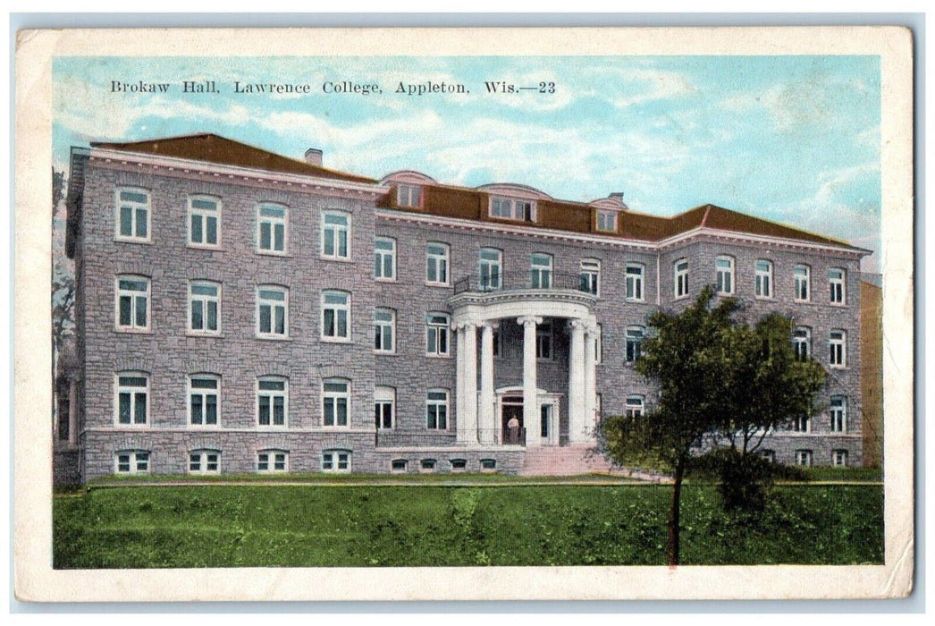 c1910's Brokaw Hall Lawrence College Appleton Wisconsin WI Antique Postcard