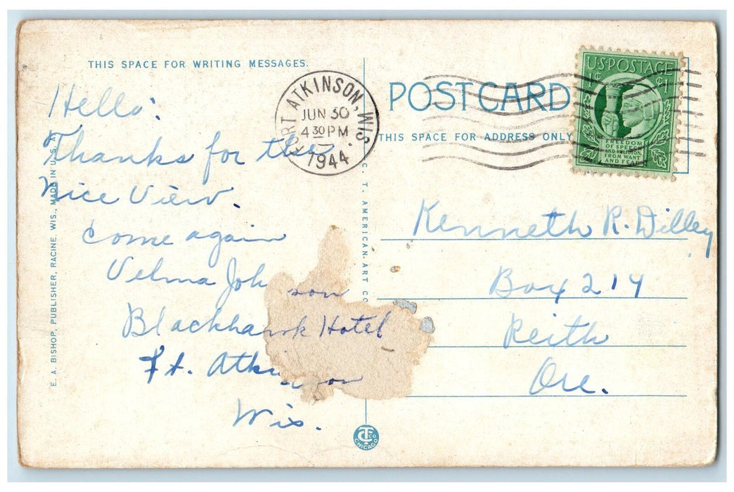 1944 Scene In The Stange Public Park Merrill Fort Atkinson Wisconsin WI Postcard