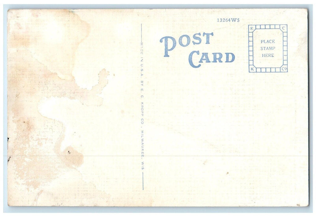 c1930's Greetings From Tomahawk Wisconsin WI, Fish Fisherman Cigarette Postcard