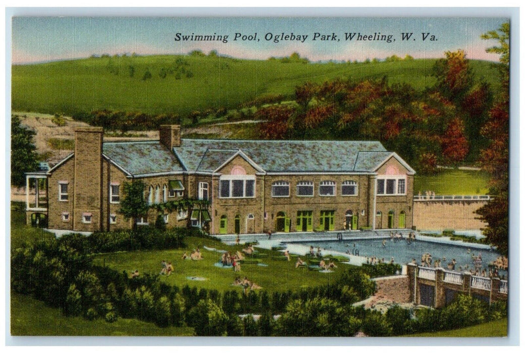 c1930's Swimming Pool Oglebay Park Wheeling West Virginia WV Vintage Postcard