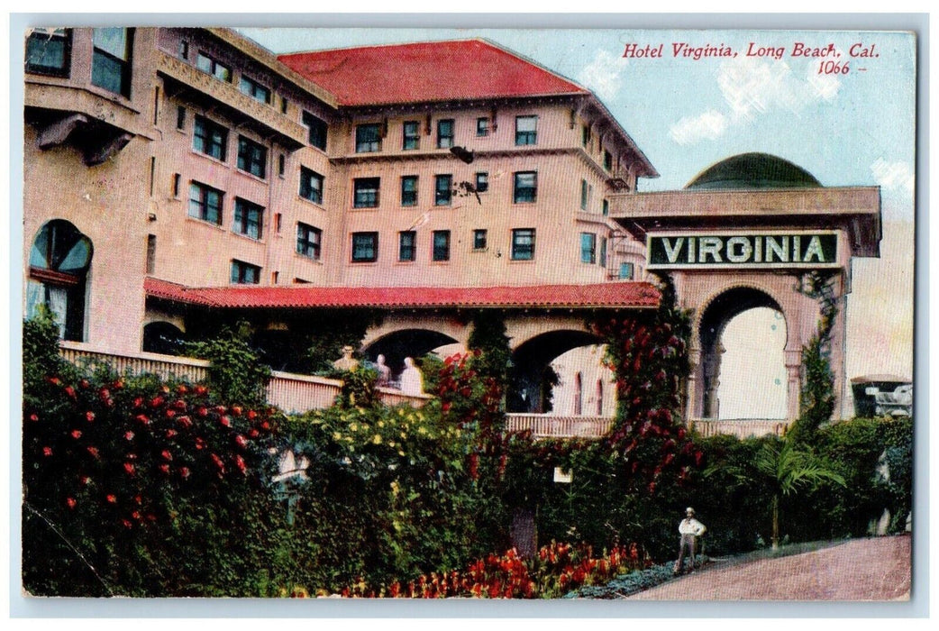 1916 Hotel Virginia Building Long Beach California CA Posted Antique Postcard