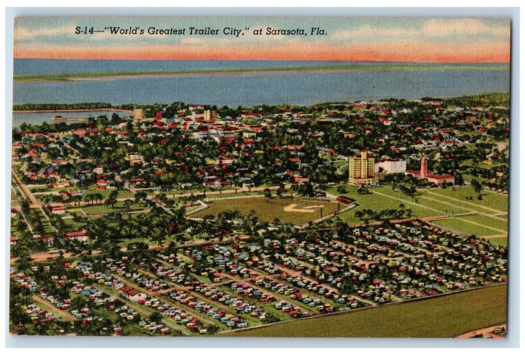 Aerial View World's Greatest Trailer City At Sarasota Florida FL Postcard