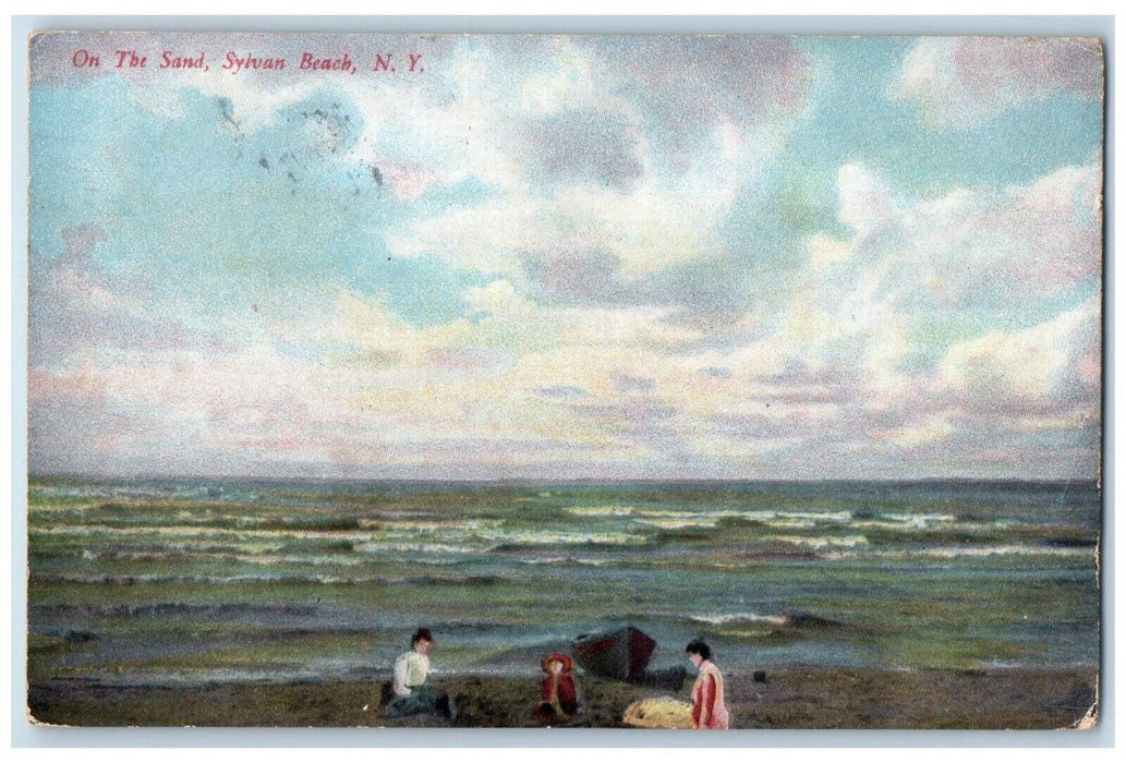 1910 View On The Sand Boat Wave Sylvan Beach Erin New York NY Antique Postcard