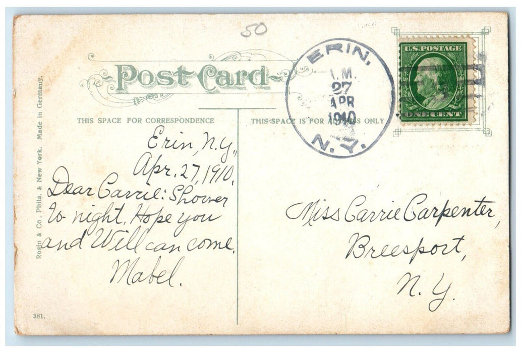 1910 View On The Sand Boat Wave Sylvan Beach Erin New York NY Antique Postcard