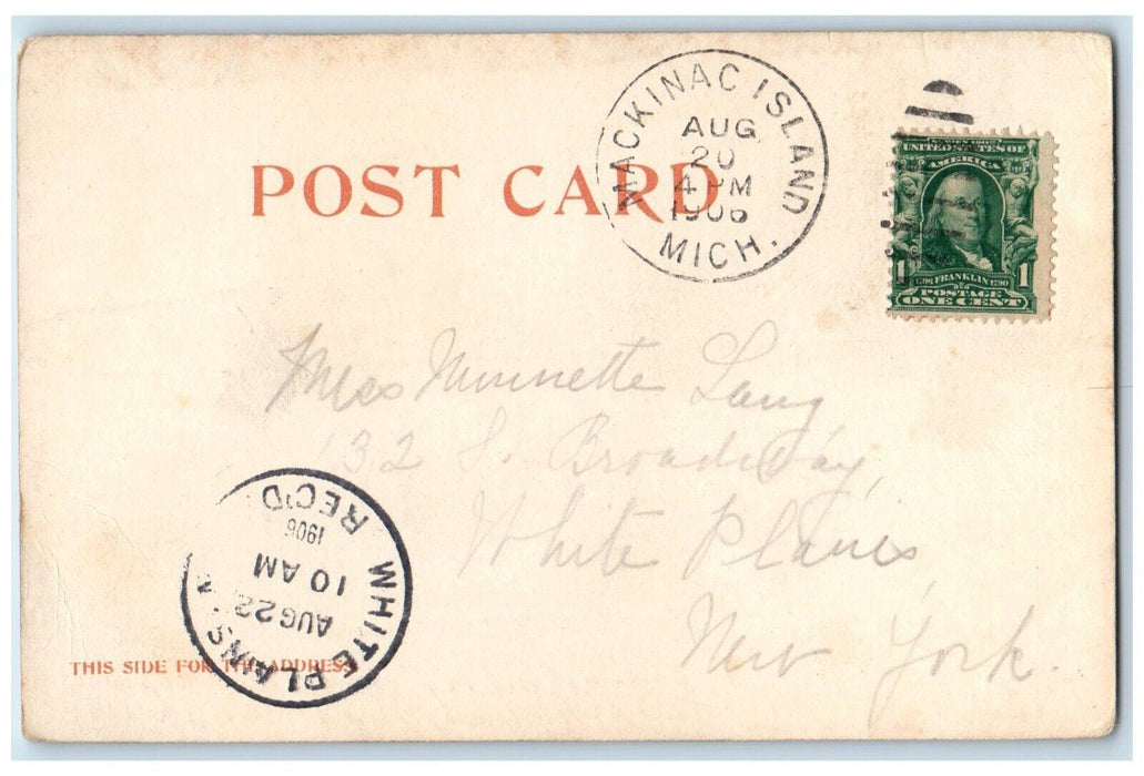 1906 Grand Hotel Lake Front Sailboat Mackinac Island Michigan MI Posted Postcard