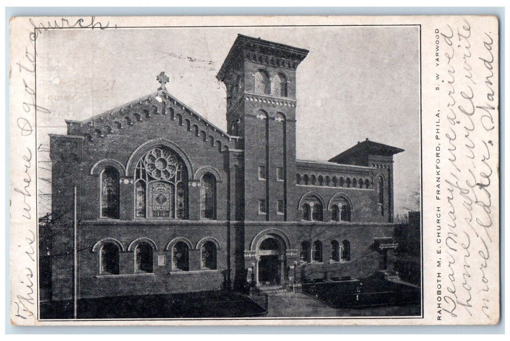 1907 Rahoboth ME Church Frankford Philadelphia Pennsylvania PA Antique Postcard