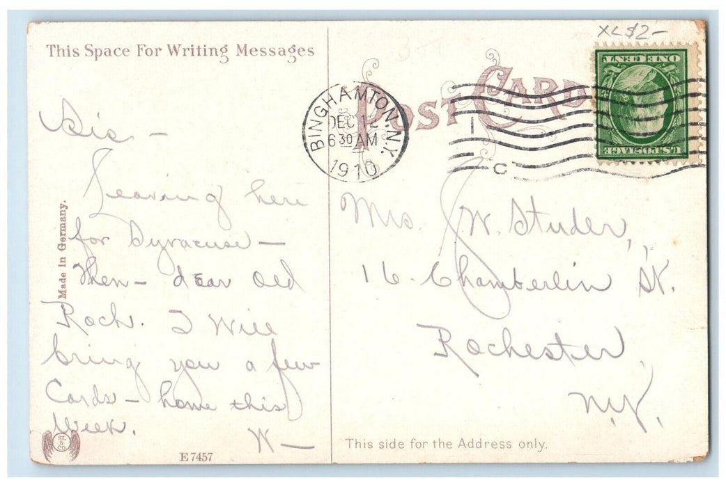 1910 Trinity Episcopal Church Street View Binghamton New York NY Posted Postcard