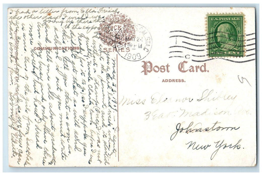1909 Palm Avenue Winter Pine Trees Road Exterior Los Angeles California Postcard