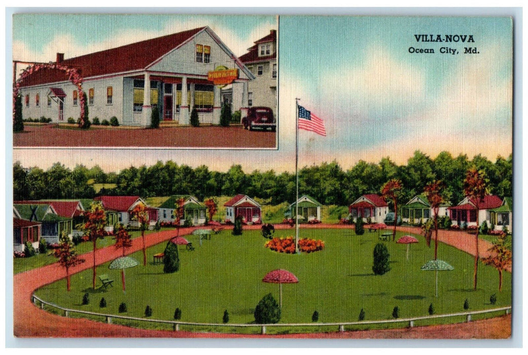 1948 View of Villa Nova Maryland MD Vintage Posted Multiview Postcard