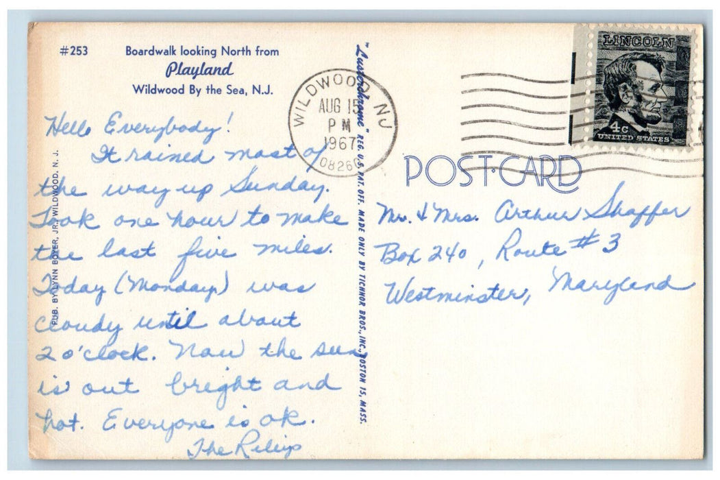 1967 Playland Business District Trolley Car Wildwood By The Sea NJ Postcard