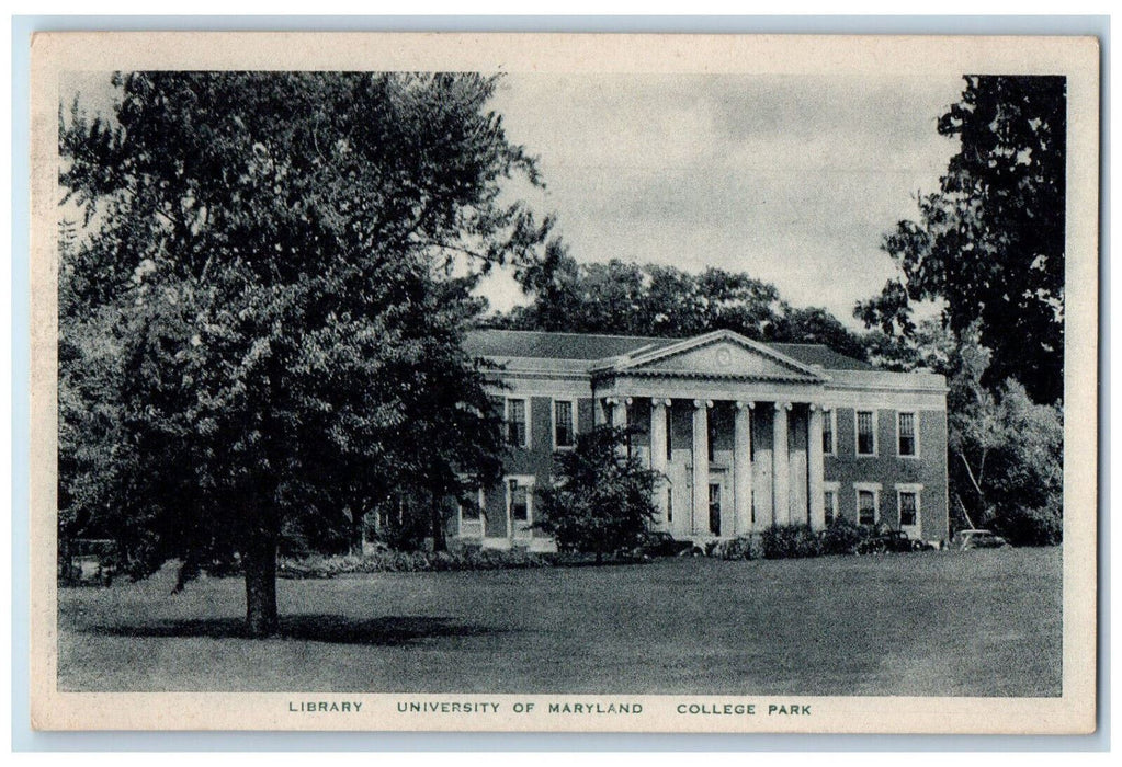 c1950's Library University of Maryland College Park Maryland MD Vintage Postcard