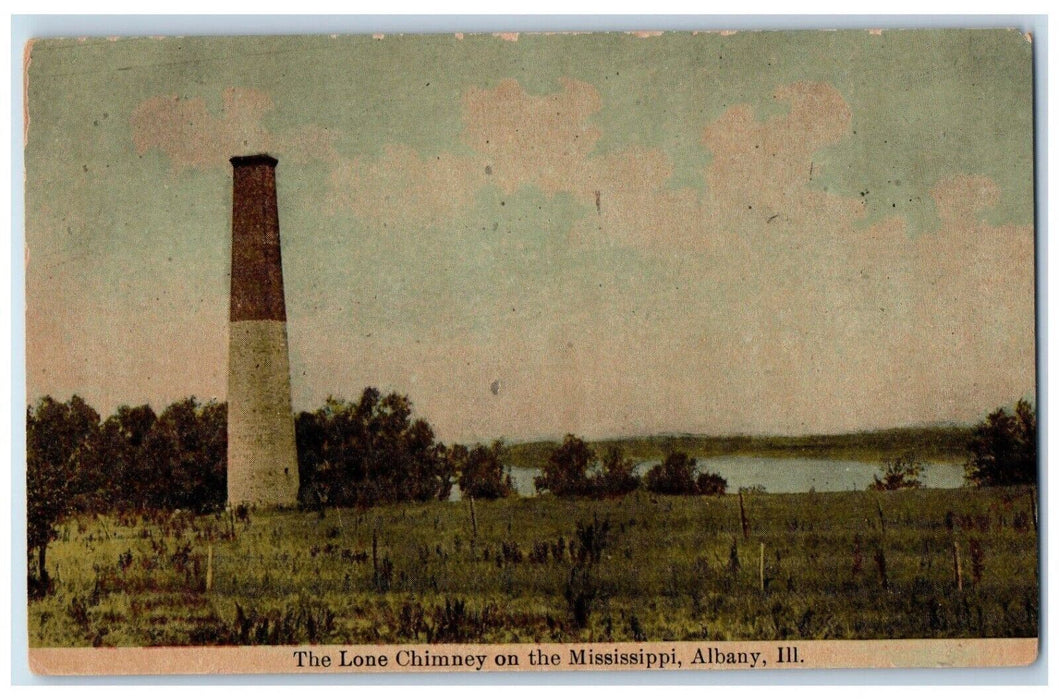 c1910 Lone Chimney Smoke Mississippi Albany Illinois IL Vintage Antique Postcard