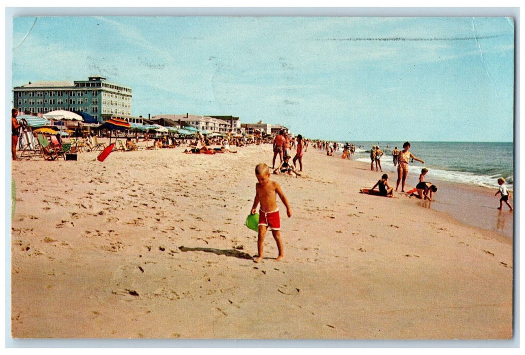 1969 Scene at The Beach at Ocean City Maryland MD Vintage Posted Postcard