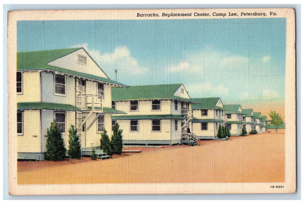 1942 Barracks Replacement Center Camp Lee Petersburg Virginia VA Postcard