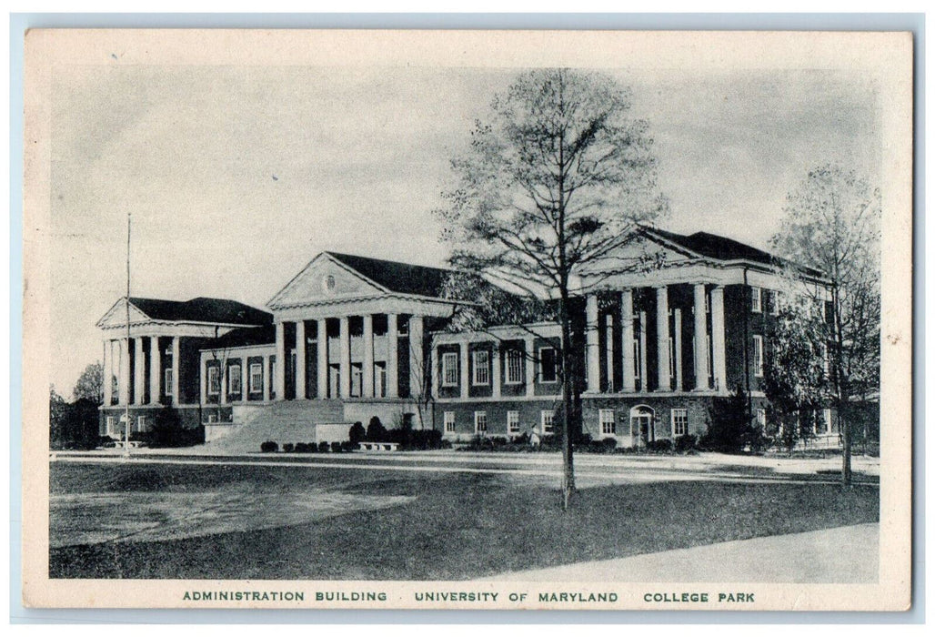 c1940's Administration Building College Park University of Maryland MD Postcard