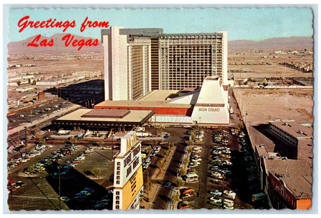 1975 MGM Grand Hotel Greetings from Las Vegas NV Springdale UT Postcard
