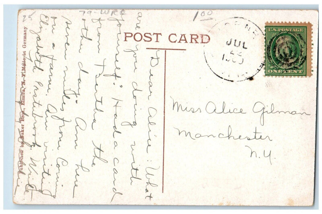 1909 Corning Free Academy School Building Exterior Corning New York NY Postcard