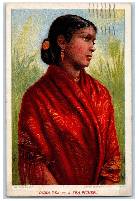 1915 India Tea Tea Picker Dainty Maids Leaves Ingenious Growers Vintage Postcard