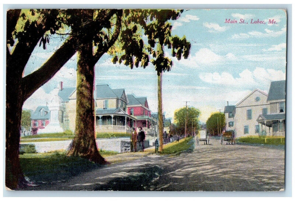 c1910 Main Street Road Carriage Houses Lubec Maine ME Vintage Antique Postcard