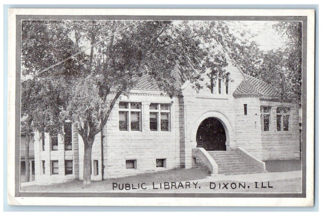 c1911 Dixon Public Library Hennedin Avenue Dixon Illinois IL Vintage Postcard