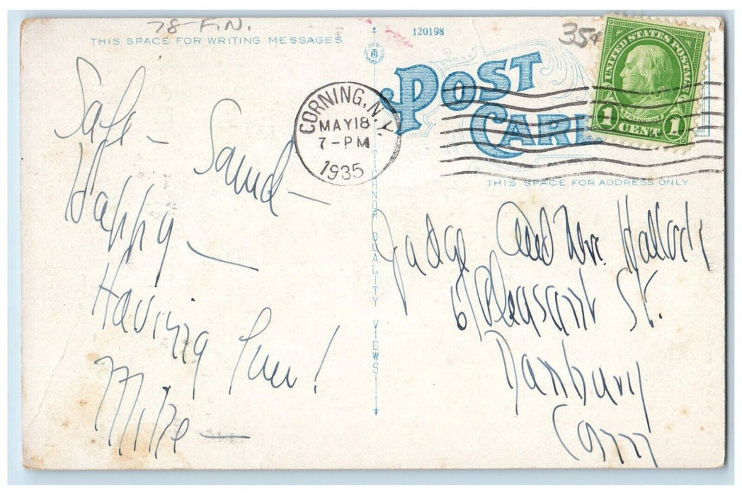 1935 St. Mary's Catholic Church Chapel Exterior Street Corning New York Postcard