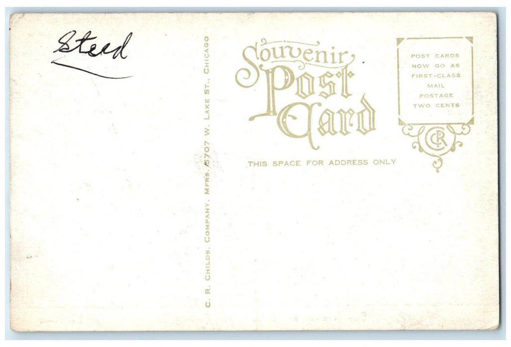 c1910 East Avenue IC Depot Vintage  Car Amboy Illinois Antique Souvenir Postcard