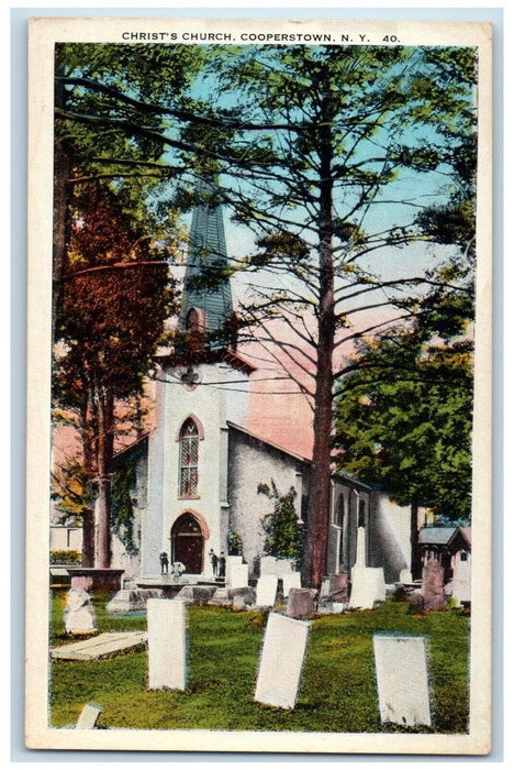c1910 Christs Church Chapel Exterior Graveyard Cooperstown New York NY Postcard