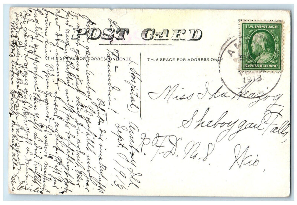 1913 Main Street Carriage Looking West Amboy Illinois Vintage Antique Postcard