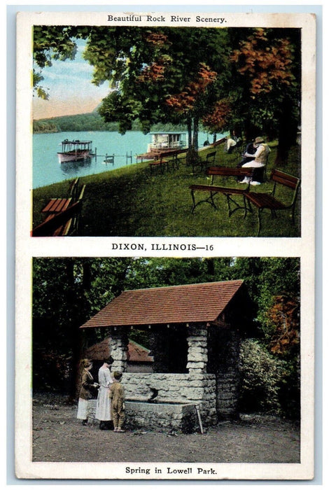 c1910 Beautiful Rock River Scenery Spring Lowell Park Dixon Illinois IL Postcard
