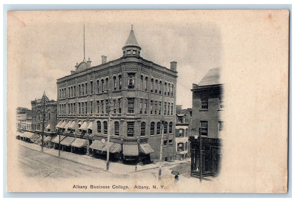 c1905's Albany Business College Building View Clock Albany New York NY Postcard