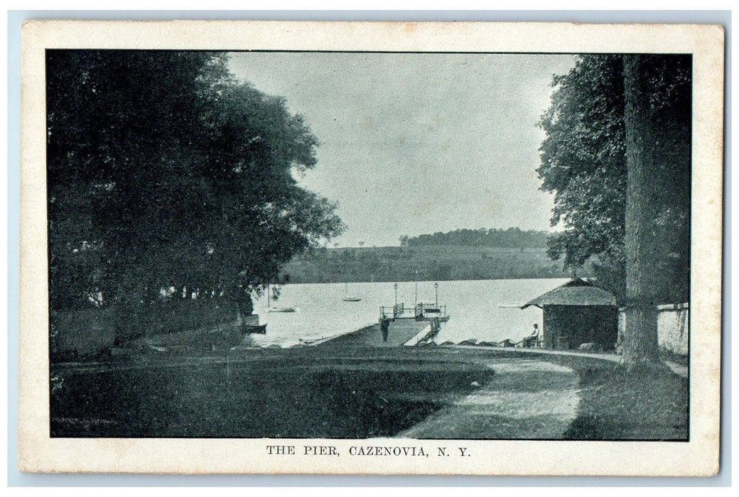 c1920's The Pier Boats Lake Docking Site Shade Cazenovia New York NY Postcard