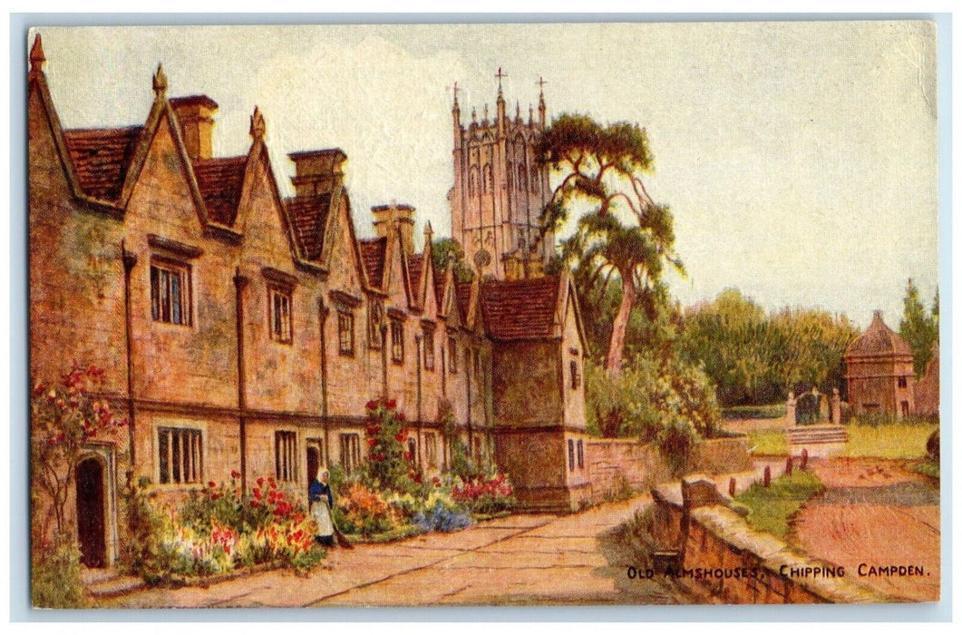 c1910 Old Almshouses Chipping Campden England Oilette Tuck Art Postcard