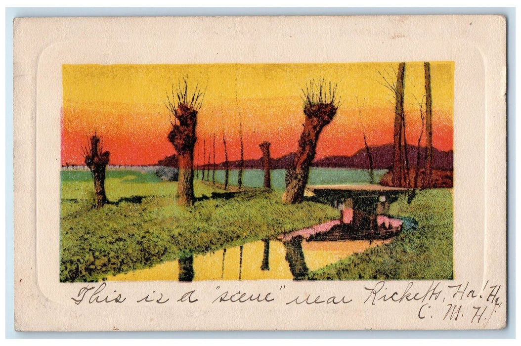 1912 Lake Pond Humor Funny Message Ricketts Pennsylvania PA Postcard